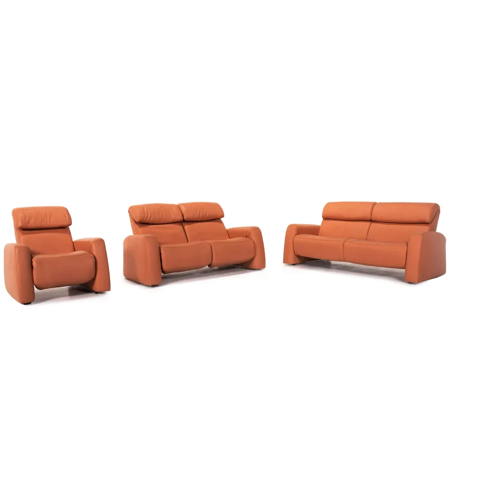 Himolla Leder Sofa Garnitur Terrakotta Orange 1x Dreisitzer 1x Zweisitzer 1x Sessel Relaxfunktion Funktion Outlet #13904