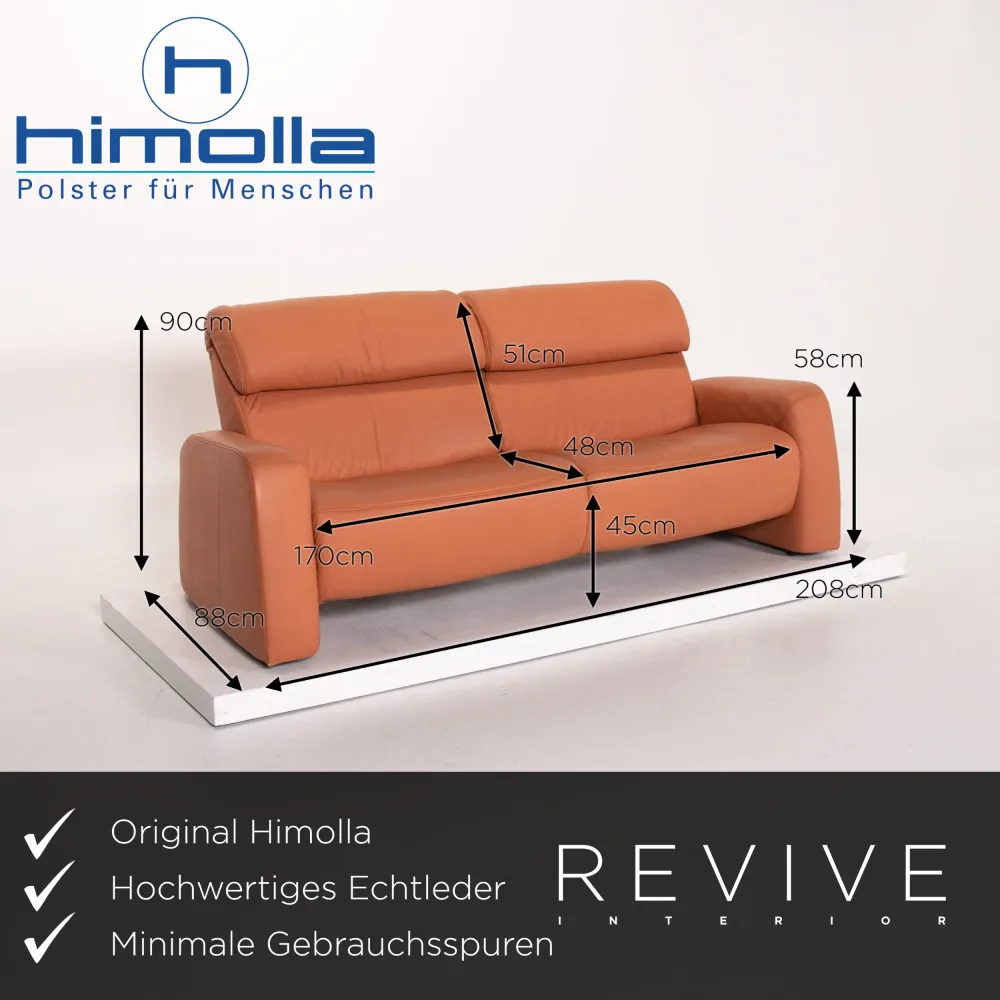 Himolla Leder Sofa Garnitur Terrakotta Orange 1x Dreisitzer 1x Zweisitzer 1x Sessel Relaxfunktion Funktion Outlet #13904