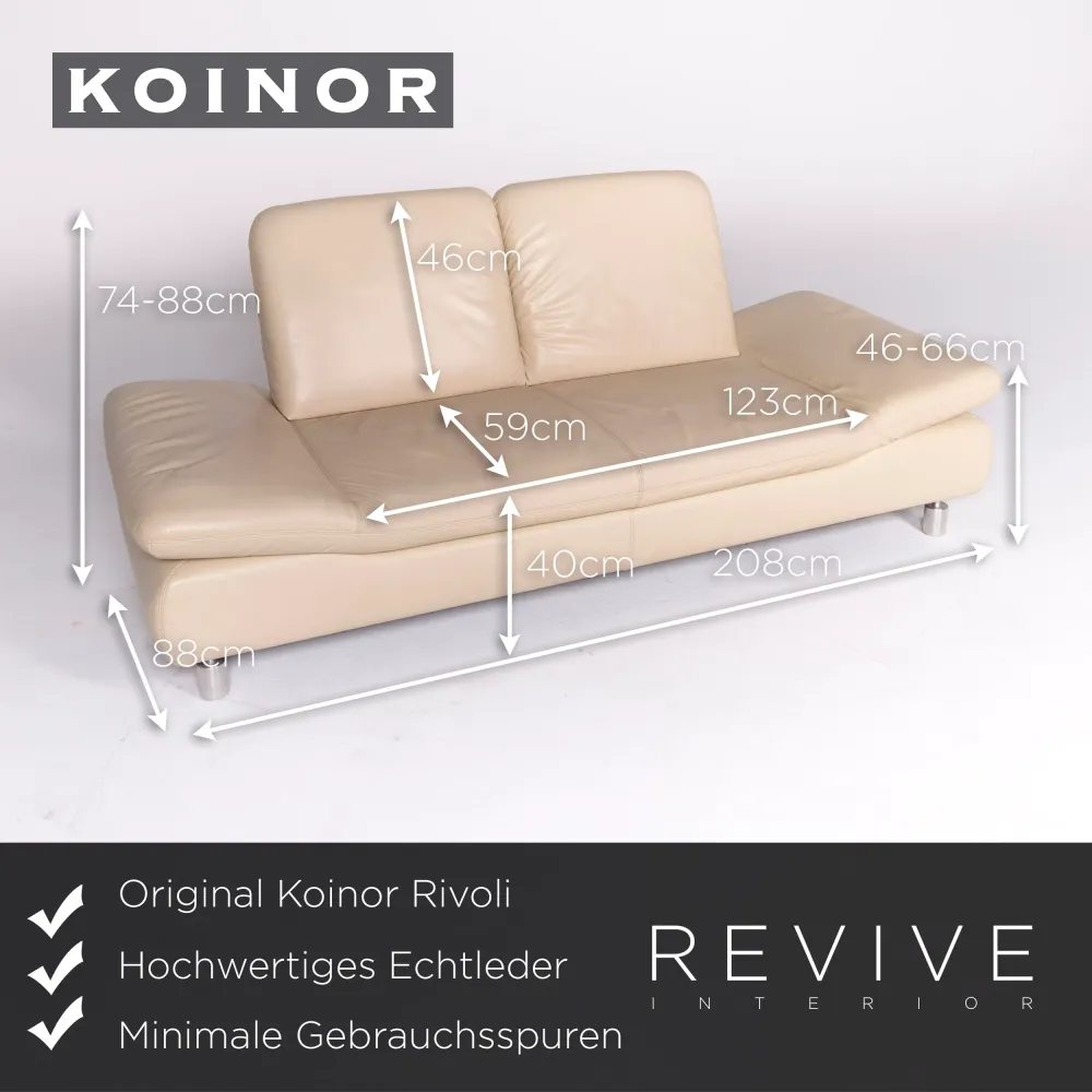 Koinor Rivoli Designer Leder Sofa Hocker Garnitur Echtleder Dreisitzer Couch #8686