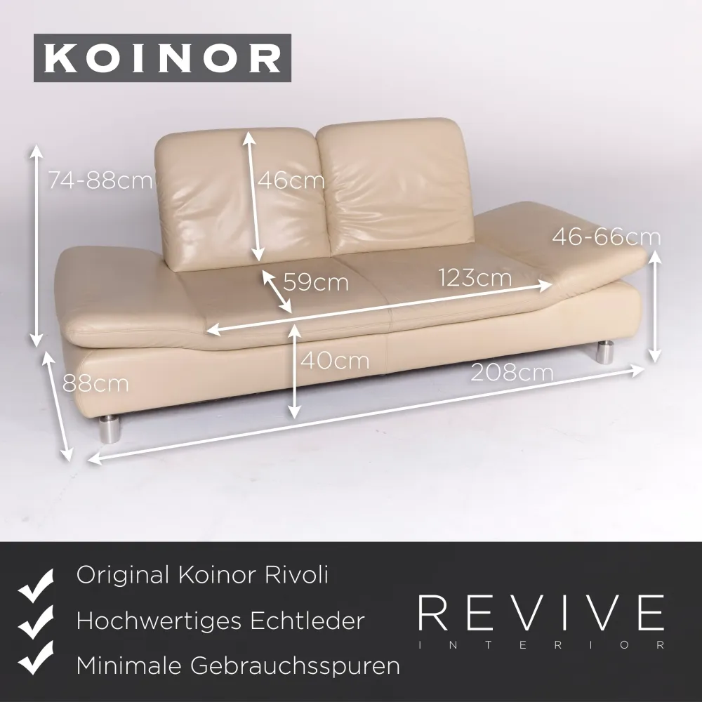 Koinor Rivoli Designer Leder Sofa Hocker Garnitur Echtleder Dreisitzer Couch #8686