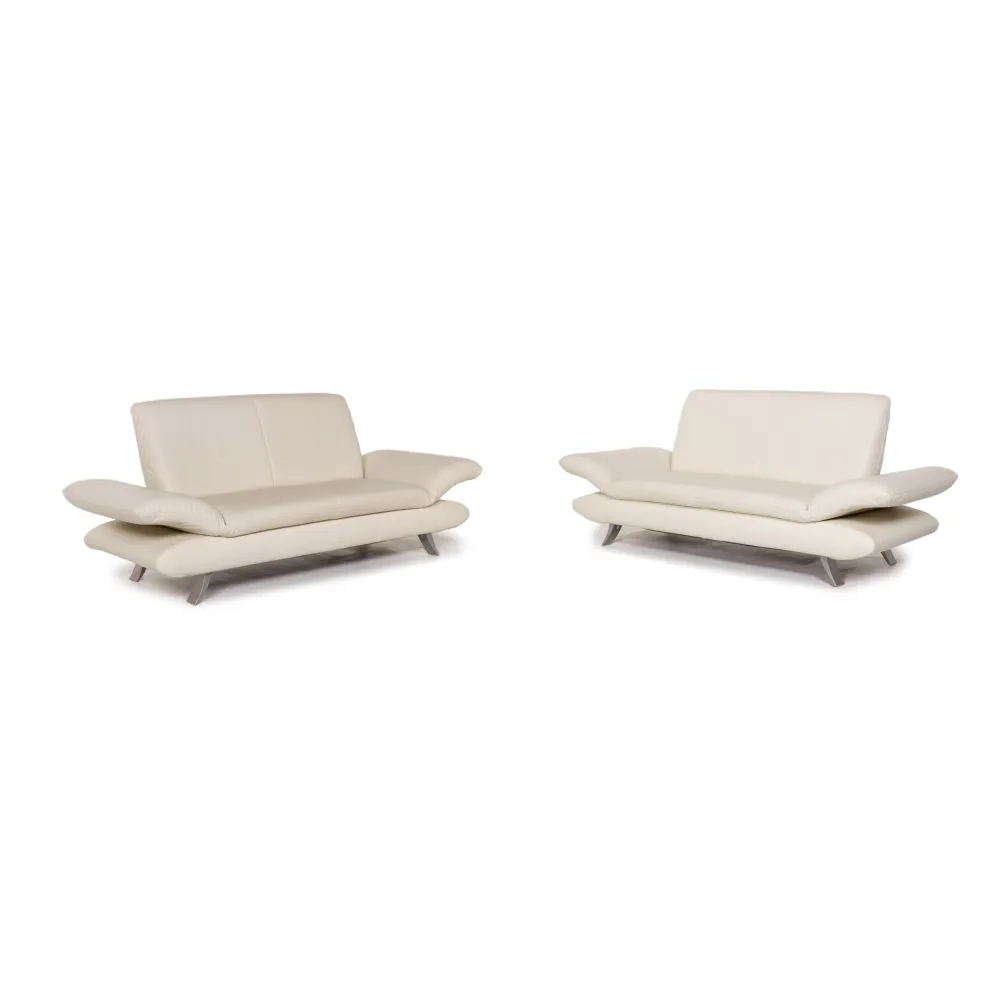 Koinor Rossini Leder Sofa Garnitur Creme 2x Zweisitzer Couch #13600