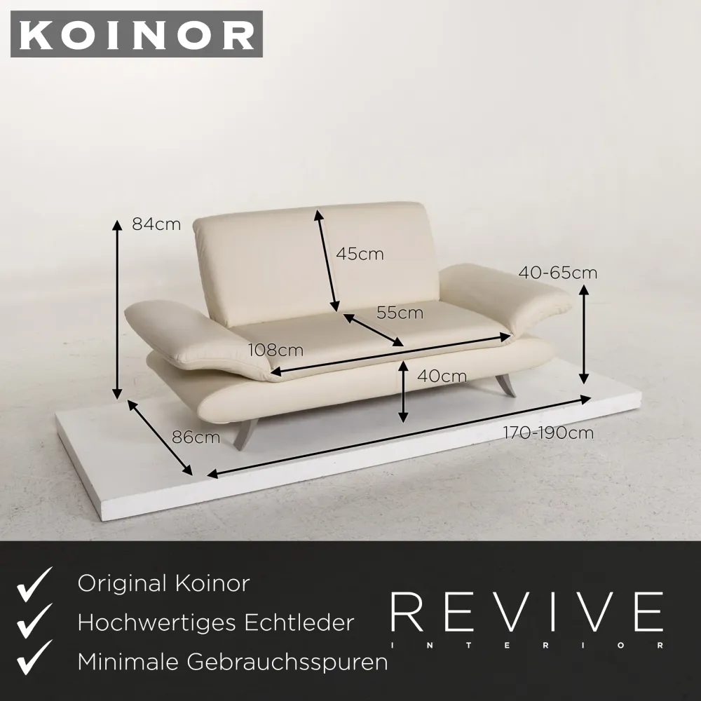Koinor Rossini Leder Sofa Garnitur Creme 2x Zweisitzer Couch #13600