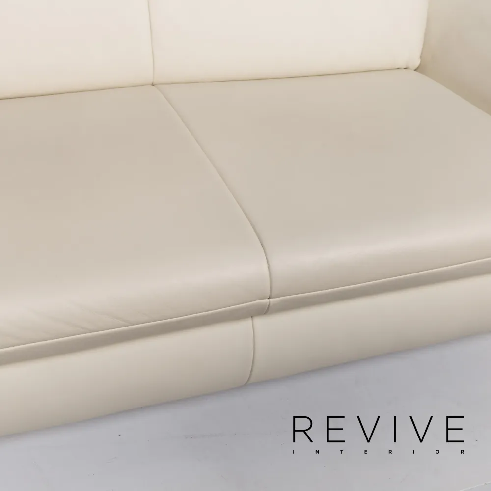 Koinor Rossini Leder Sofa Garnitur Creme 2x Zweisitzer Couch #13600