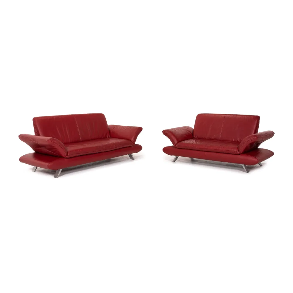 Koinor Rossini Leder Sofa Garnitur Rot 1x Dreisitzer 1x Zweisitzer Funktion #