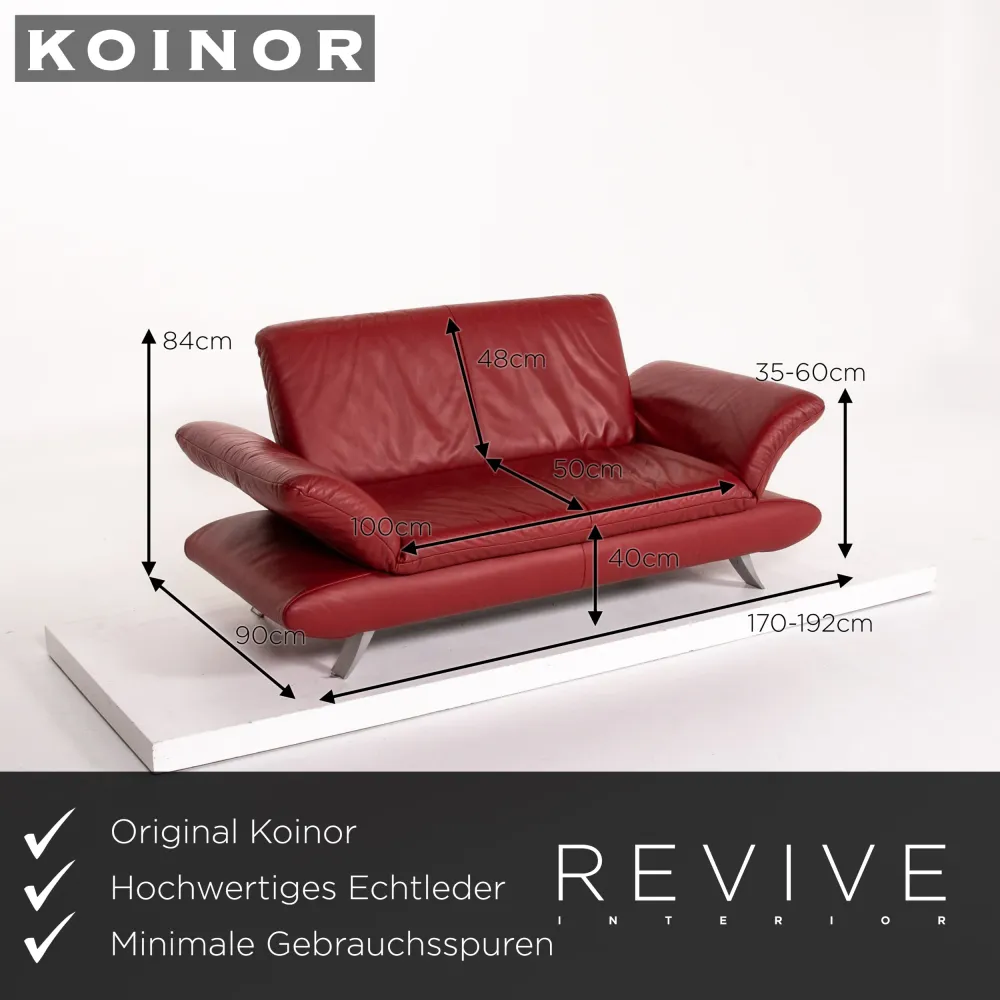 Koinor Rossini Leder Sofa Garnitur Rot 1x Dreisitzer 1x Zweisitzer Funktion #