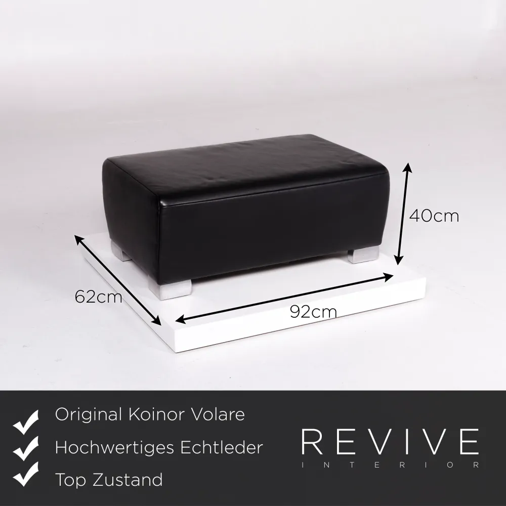 Koinor Volare Designer Leder Sofa Garnitur Schwarz Zweisitzer Hocker #10475