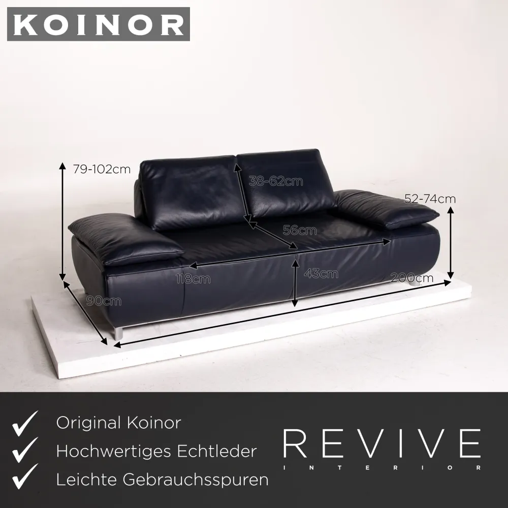 Koinor Volare Leder Sofa Garnitur Blau Dunkelblau 1x Dreisitzer 1x Sessel Funktion #15035