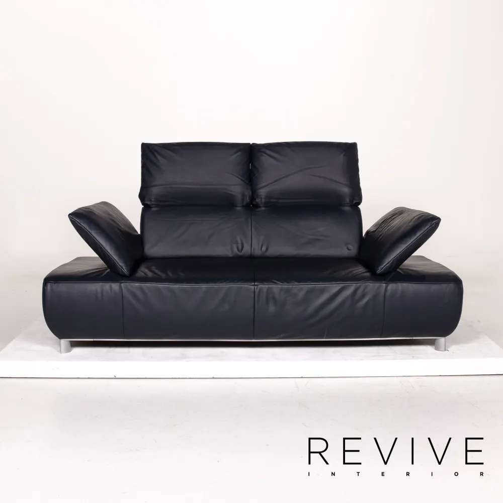 Koinor Volare Leder Sofa Garnitur Blau Dunkelblau 1x Dreisitzer 1x Sessel Funktion #15035