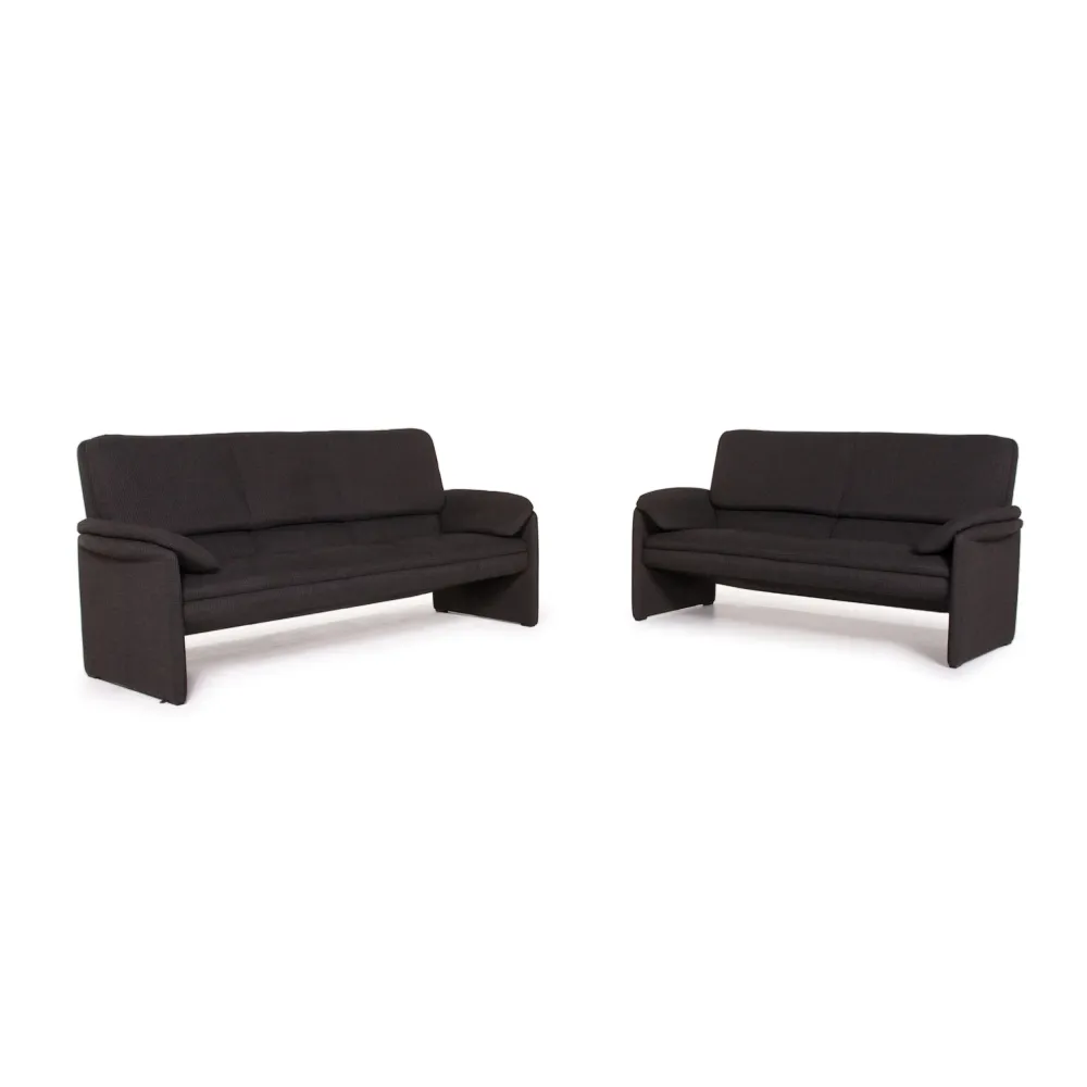 Leolux Anthrazit Stoff Sofa Garnitur Dreisitzer Zweisitzer #14189