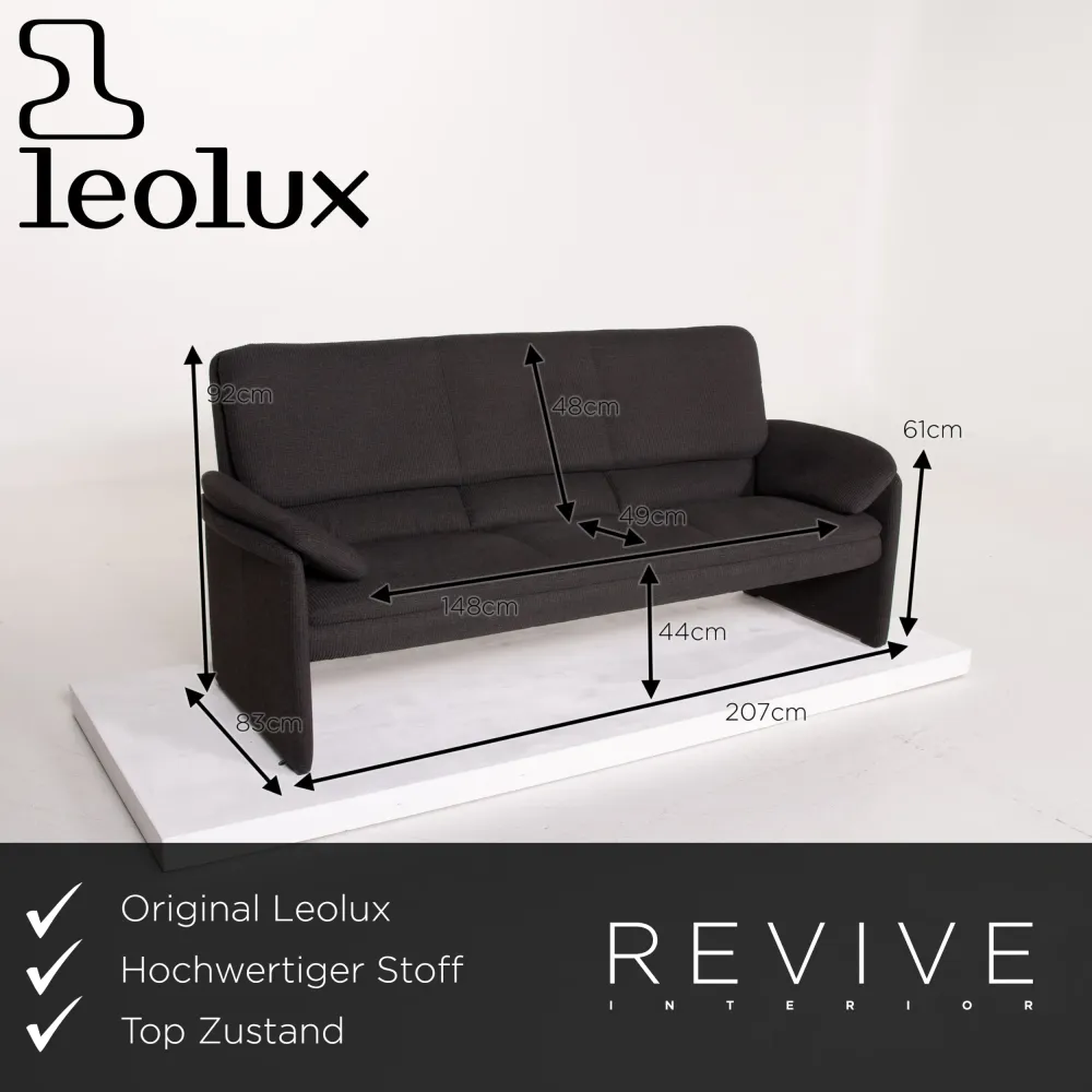 Leolux Anthrazit Stoff Sofa Garnitur Dreisitzer Zweisitzer #14189