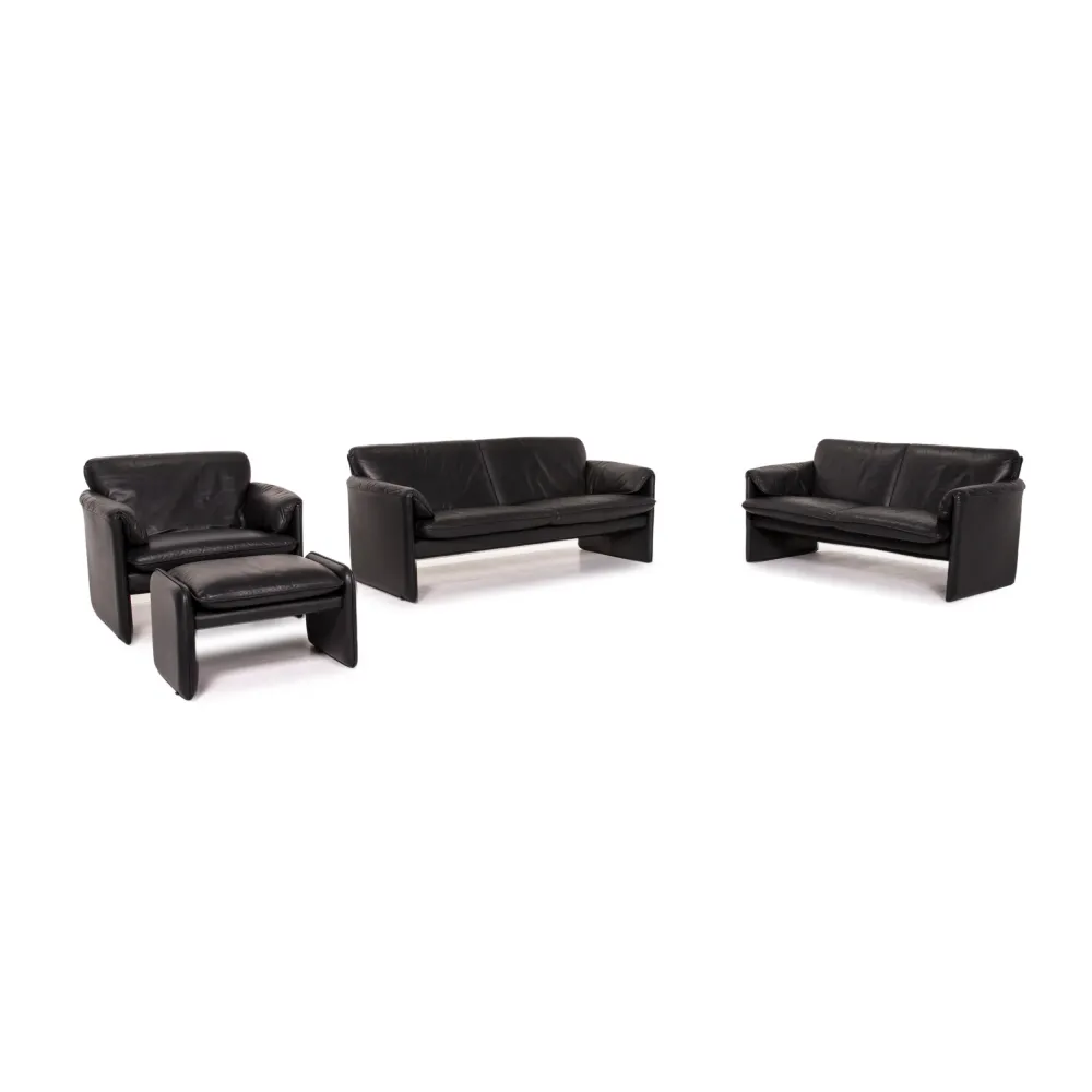 Leolux Bora Leder Sofa Garnitur Anthrazit Grau 1x Dreisitzer 1x Zweisitzer 1x Sessel 1x Hocker #14008