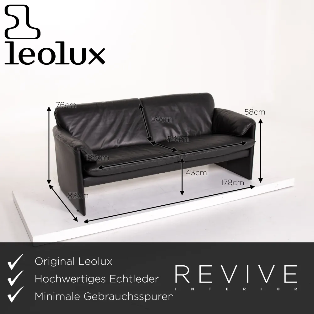 Leolux Bora Leder Sofa Garnitur Anthrazit Grau 1x Dreisitzer 1x Zweisitzer 1x Sessel 1x Hocker #14008