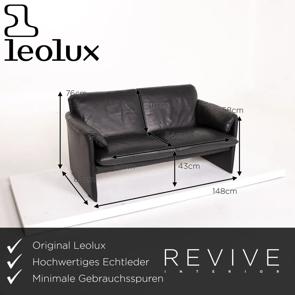 Leolux Bora Leder Sofa Garnitur Anthrazit Grau 1x Dreisitzer 1x Zweisitzer 1x Sessel 1x Hocker #14008