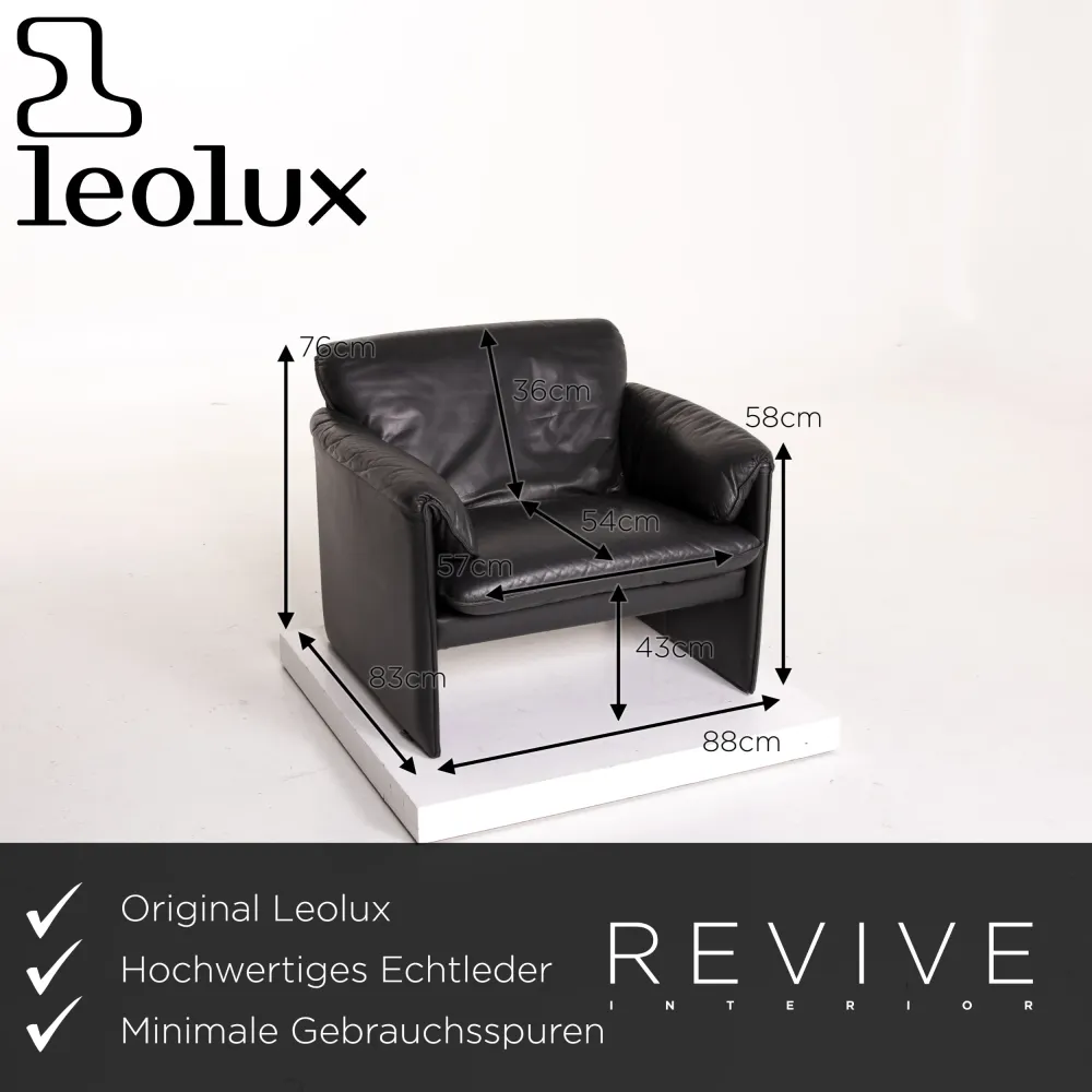 Leolux Bora Leder Sofa Garnitur Anthrazit Grau 1x Dreisitzer 1x Zweisitzer 1x Sessel 1x Hocker #14008