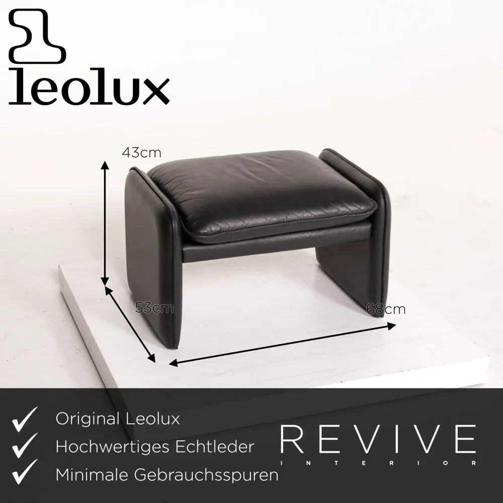 Leolux Bora Leder Sofa Garnitur Anthrazit Grau 1x Dreisitzer 1x Zweisitzer 1x Sessel 1x Hocker #14008