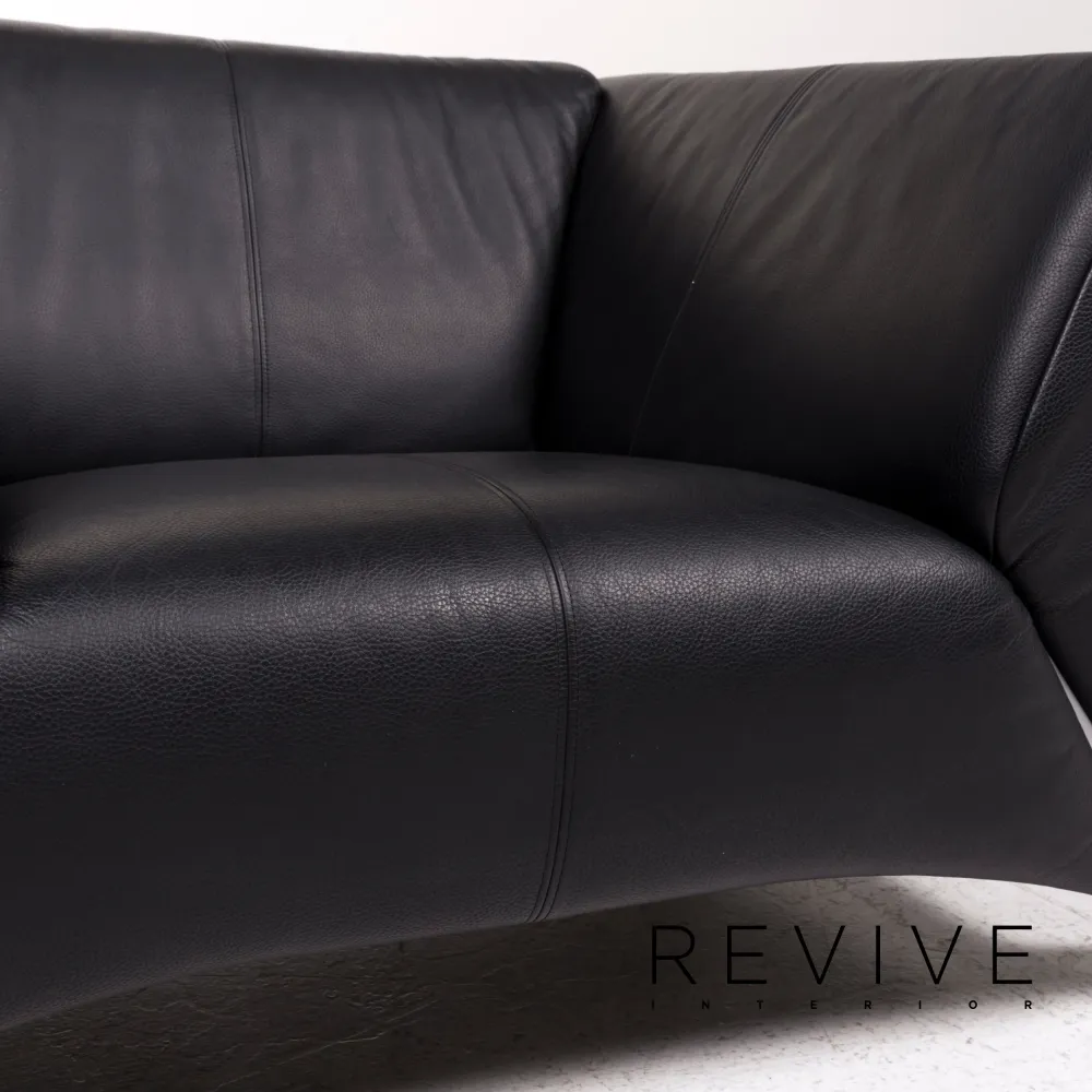 Rolf Benz 322 Leder Sofa Garnitur Schwarz 1x Dreisitzer 1x Sessel Couch #12549