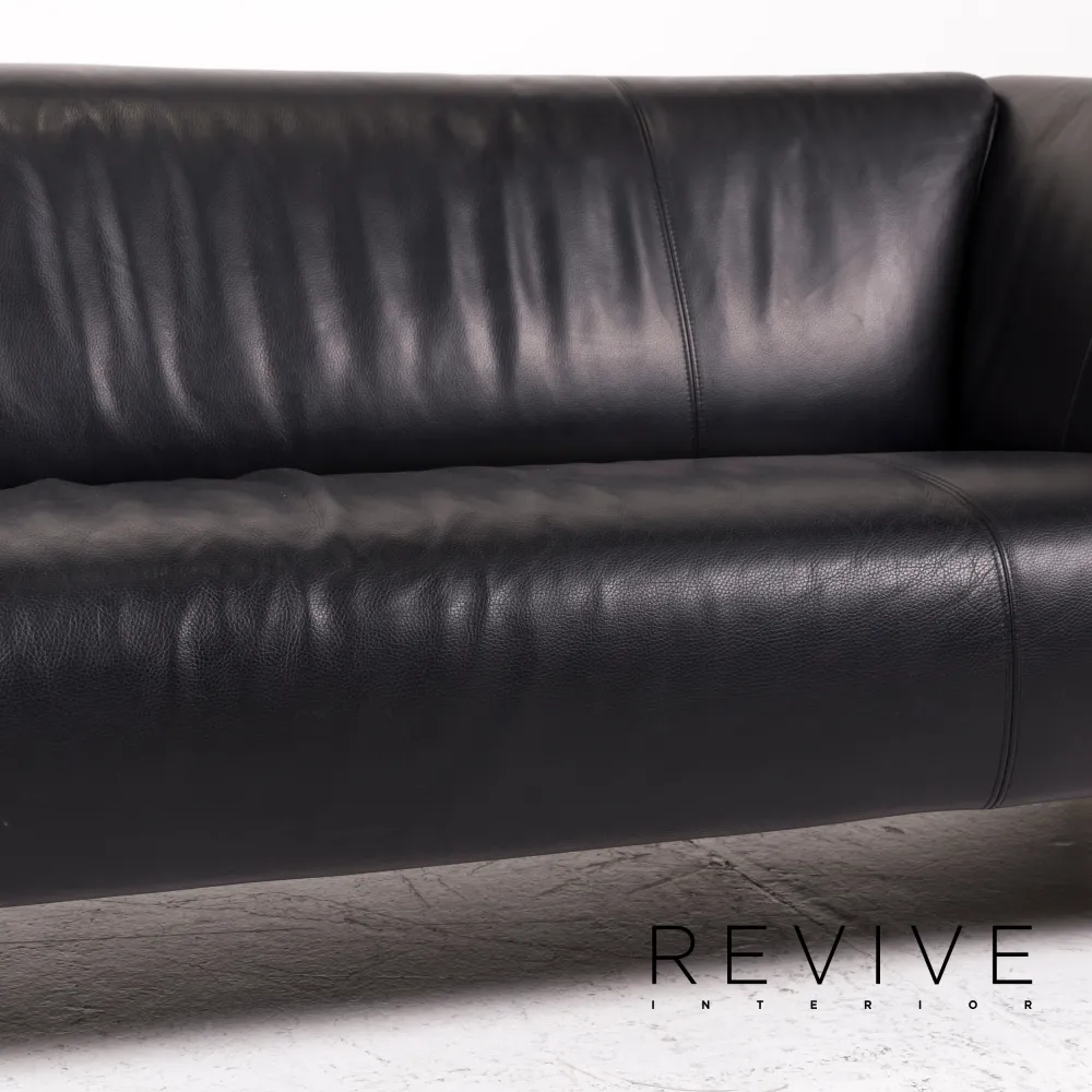 Rolf Benz 322 Leder Sofa Garnitur Schwarz 1x Dreisitzer 1x Sessel Couch #12549