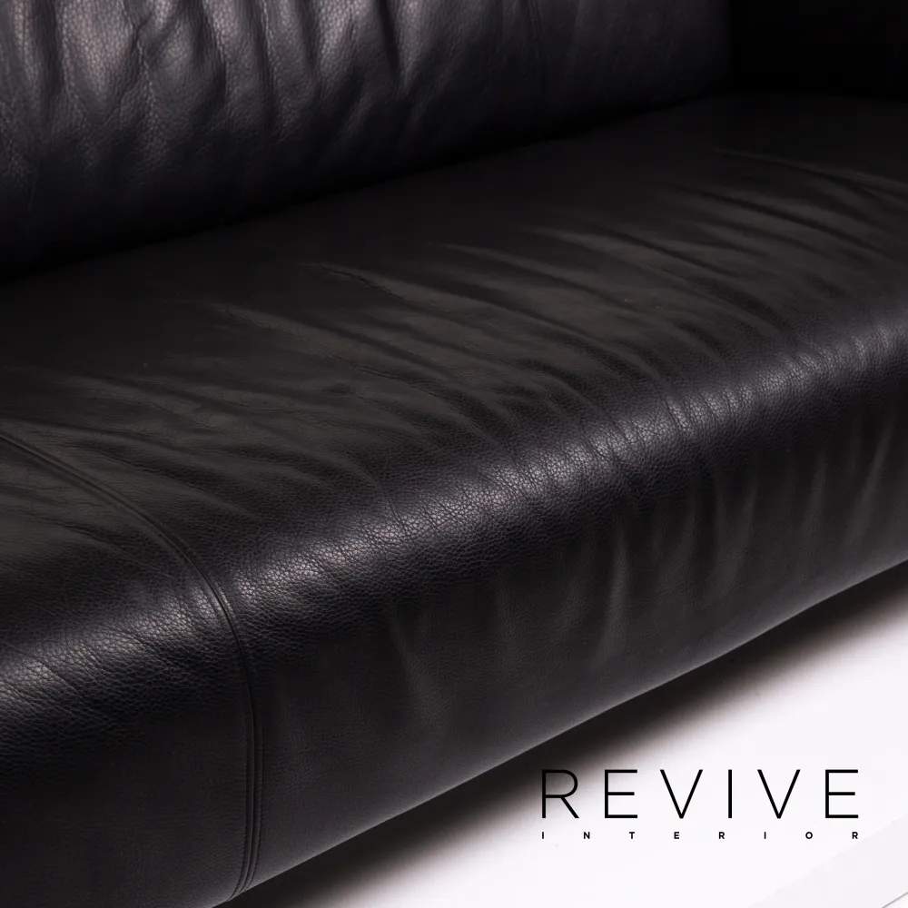 Rolf Benz 322 Leder Sofa Garnitur Schwarz 1x Dreisitzer 1x Zweisitzer Couch #14238
