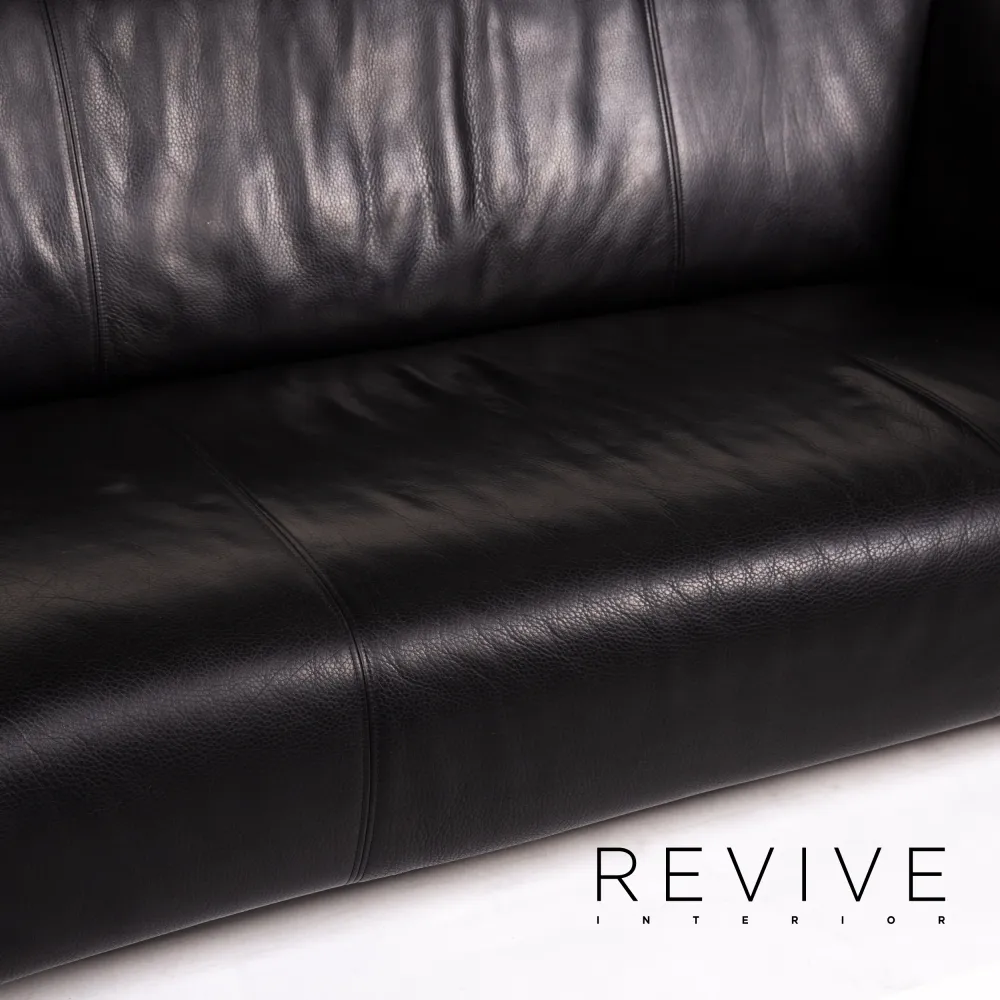 Rolf Benz 322 Leder Sofa Garnitur Schwarz 1x Dreisitzer 1x Zweisitzer Couch #14238