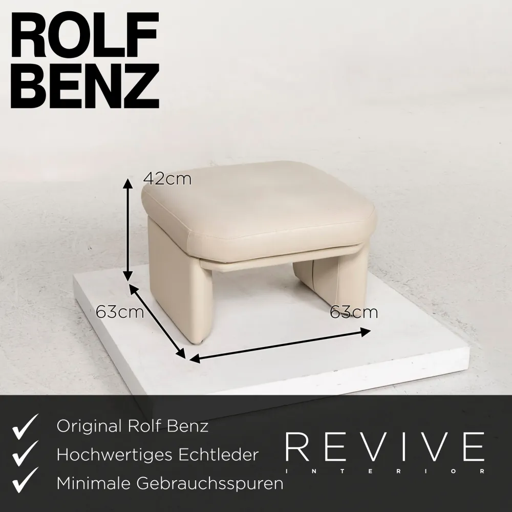 Rolf Benz 6500 Leder Sofa Garnitur Creme 1x Ecksofa 1x Hocker #13128