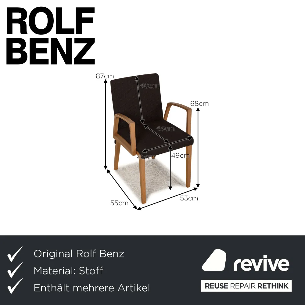 Rolf Benz STU-AT-675 Stoff Stuhl Garnitur Grau