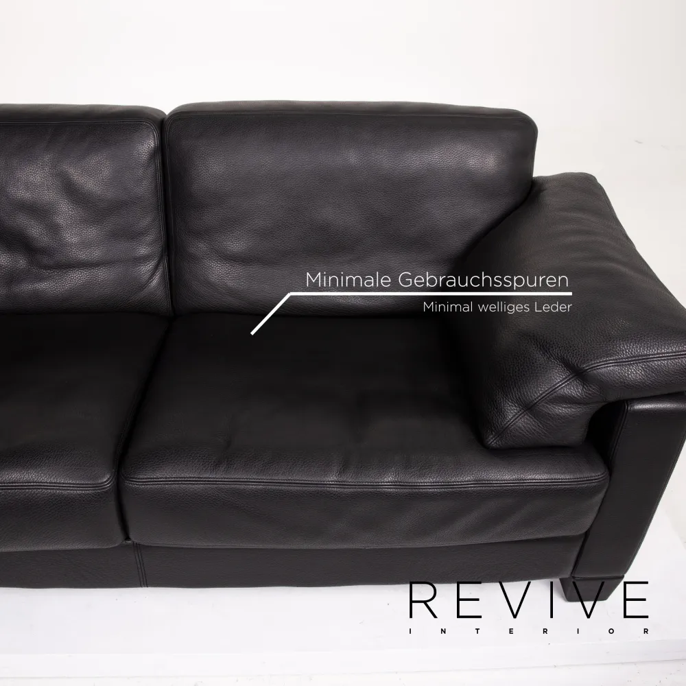 de Sede DS 17 Leder Sofa Garnitur Schwarz 2x Zweisitzer #14482