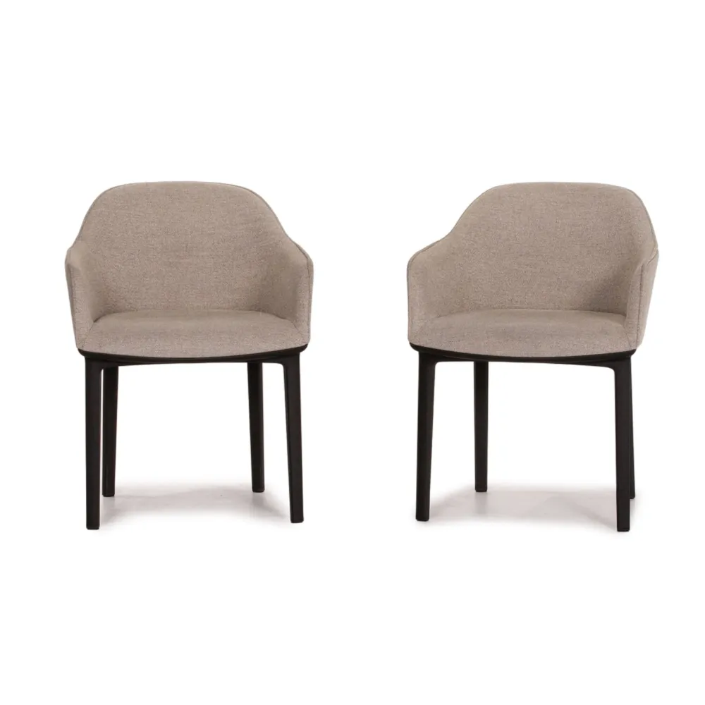 Vitra Softshell Stoff Sessel Garnitur Grau 2x Stuhl #13862