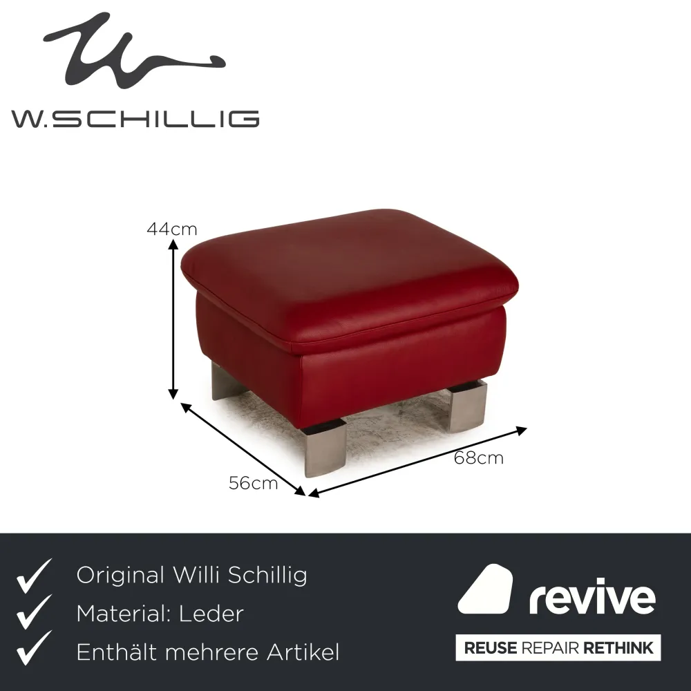 Willi Schillig Leder Sessel Garnitur Rot Hocker