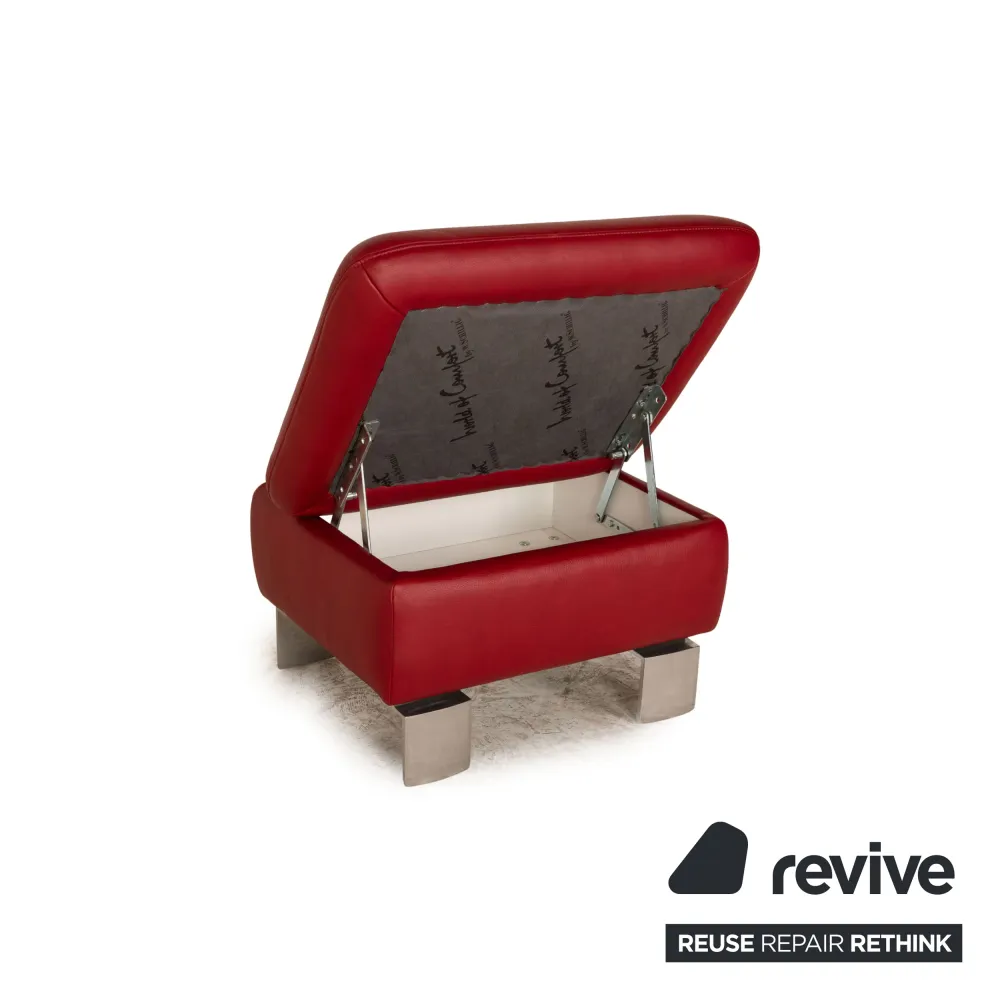 Willi Schillig Leder Sessel Garnitur Rot Hocker