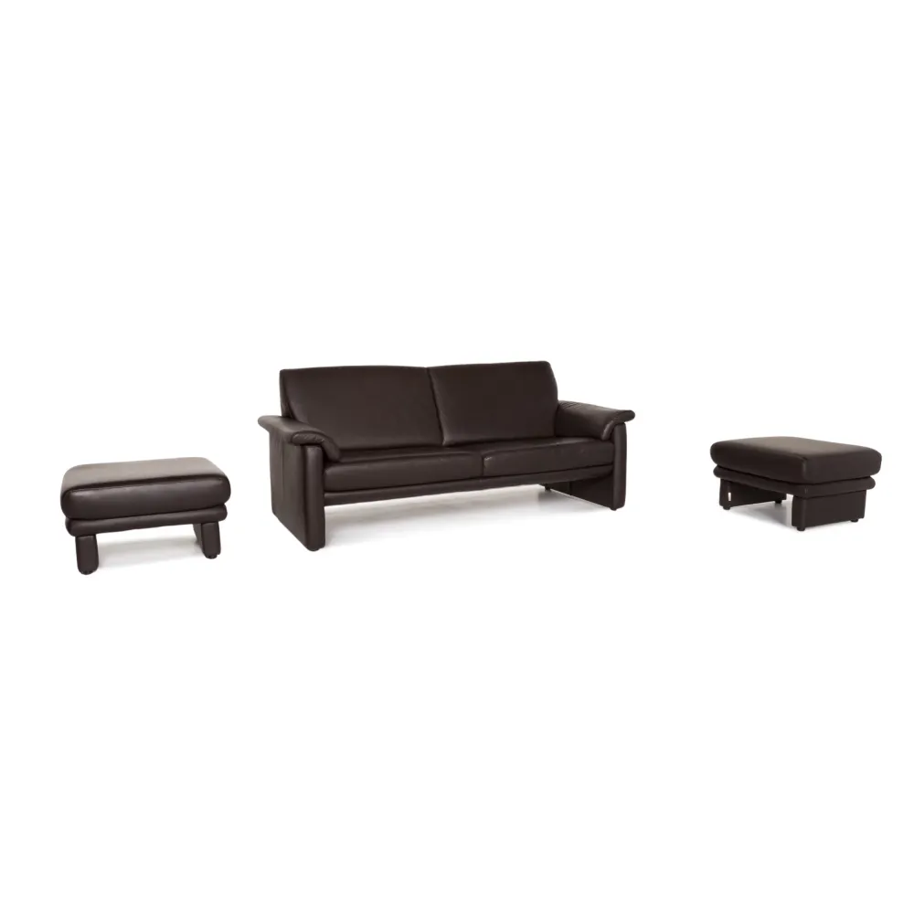 Willi Schillig Leder Sofa Garnitur Braun Dunkelbraun Couch #