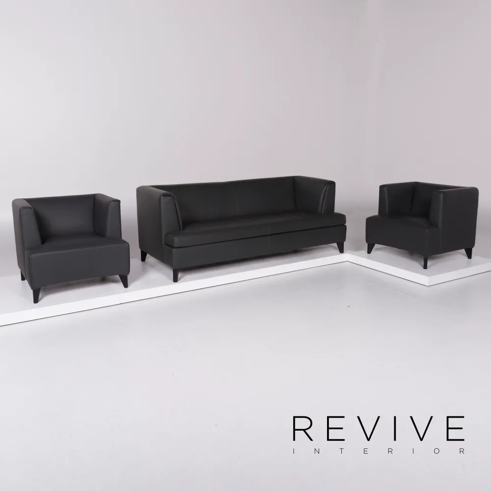 Wittmann Havanna Leder Sofa Garnitur Paolo Piva Grau Dreisitzer Sessel #10864