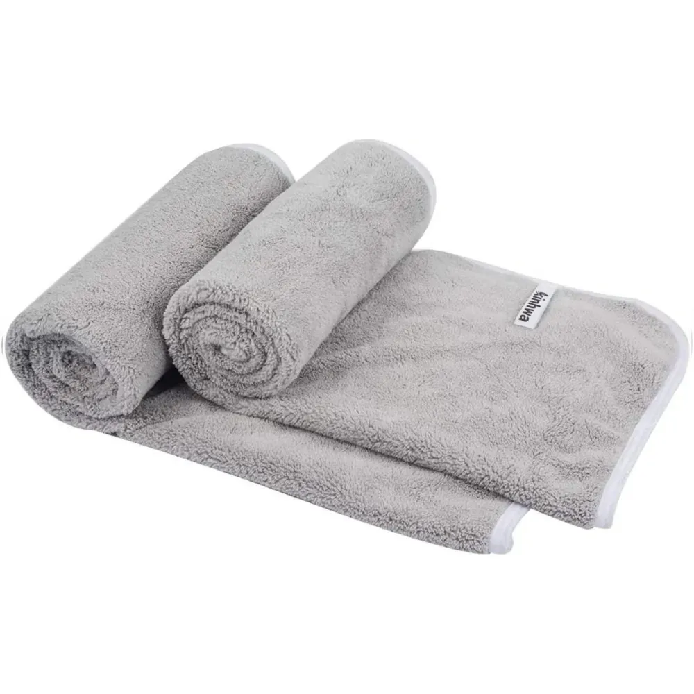 2er Pack Mikrofaser Handtücher 40x76cm Hellgrau - Saugstarke