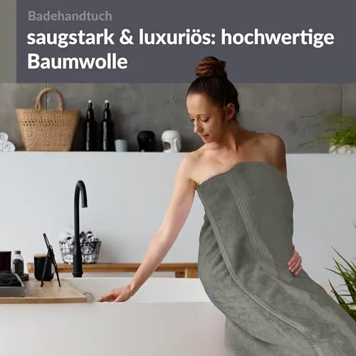 Badetuch 100x150 cm Grau - Dunkelgrau