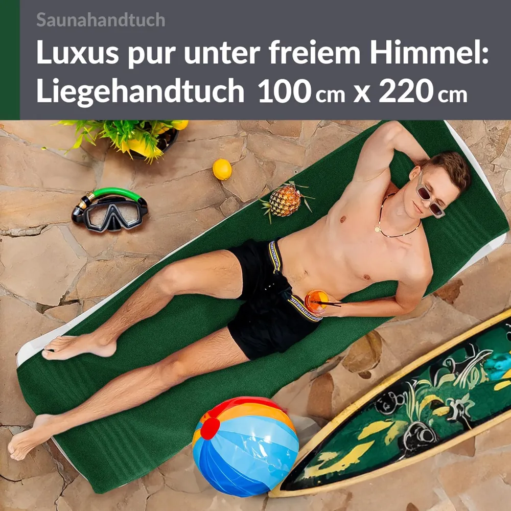 Badetuch groß 100x200 cm Grün - Tannen