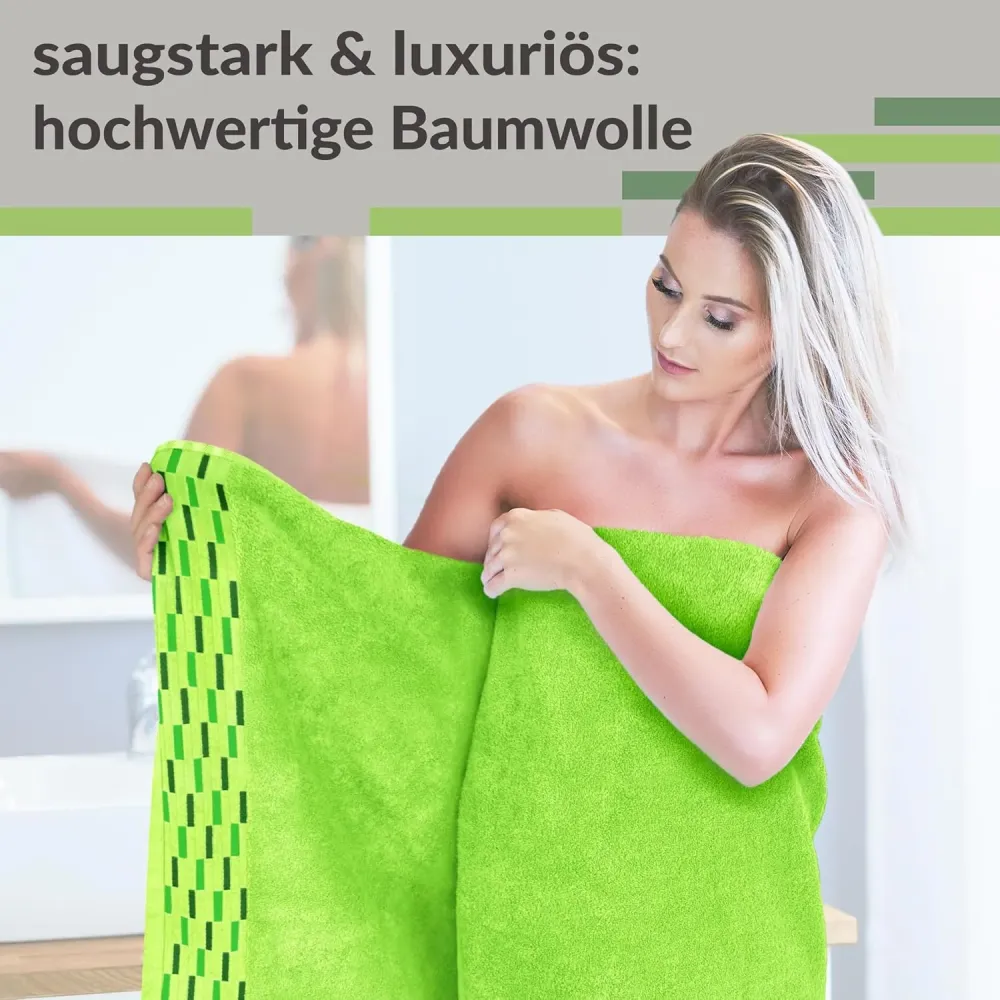 Duschtuch 2er Set 70x140 cm Grün - Apfel, Lugano Badetücher