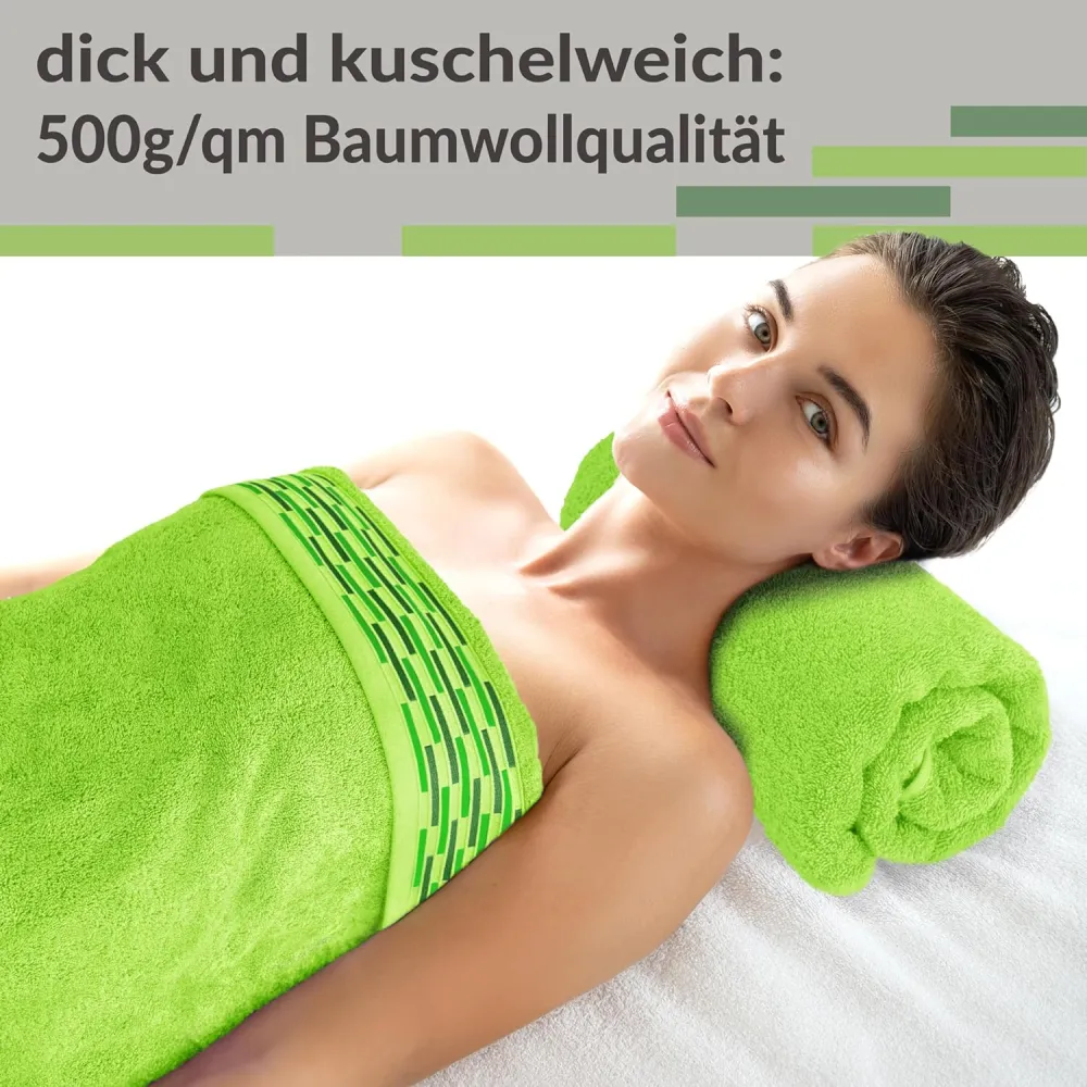Duschtuch 2er Set 70x140 cm Grün - Apfel, Lugano Badetücher
