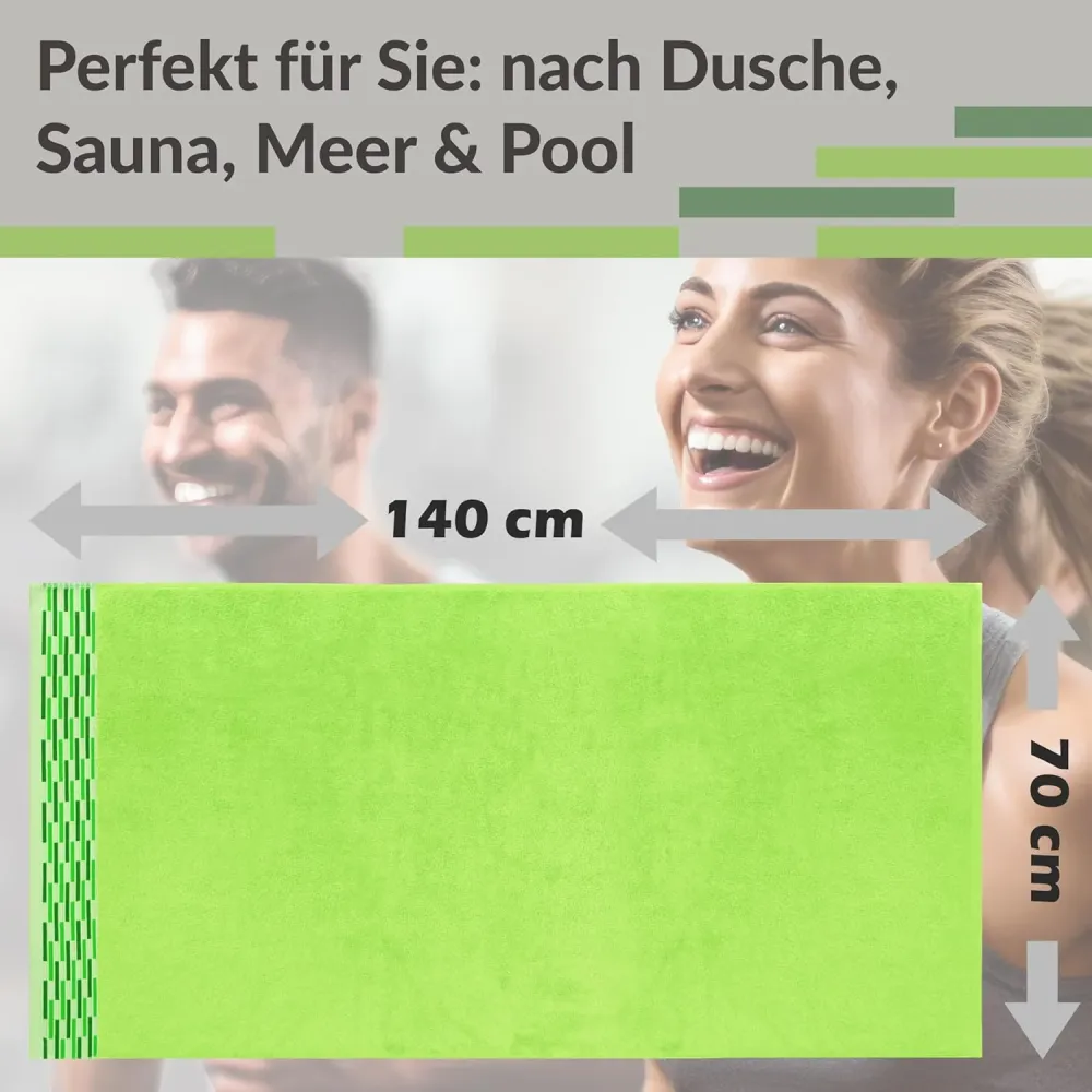 Duschtuch 2er Set 70x140 cm Grün - Apfel, Lugano Badetücher