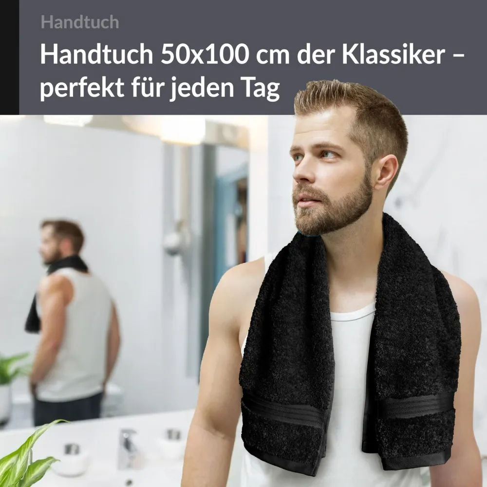 Frottee Handtuch 50x100 cm Schwarz