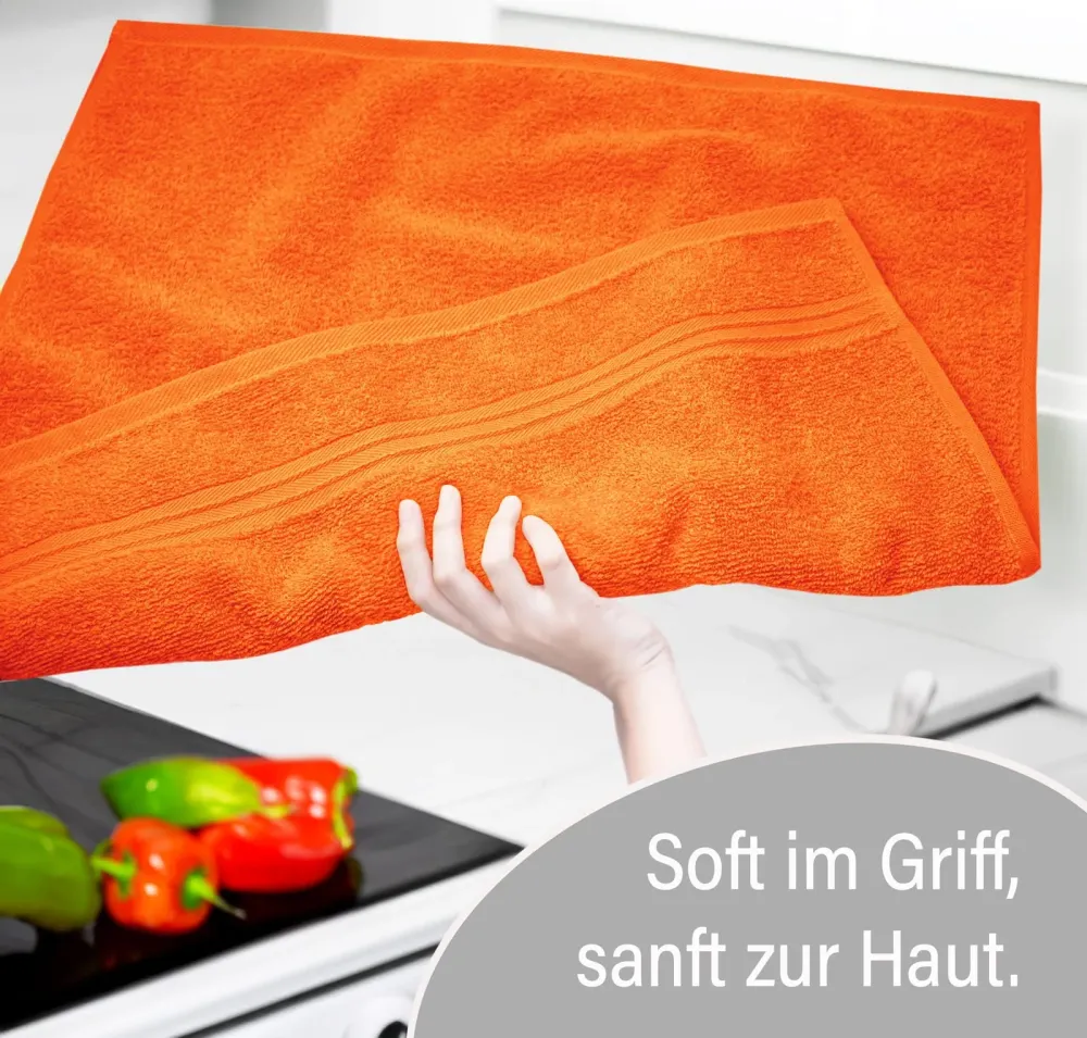 Frottee Küchenhandtücher 50x50 cm 4er Set Orange - Blutorange