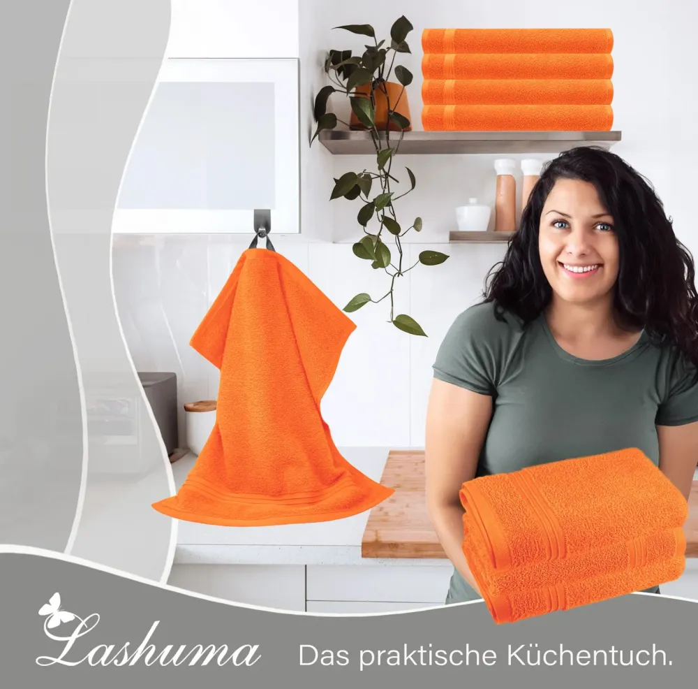 Frottee Küchenhandtücher 50x50 cm 4er Set Orange - Blutorange