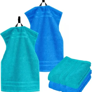 Gästehandtücher Set zweifarbig 30x50 cm 4 Stück Grün - Blau