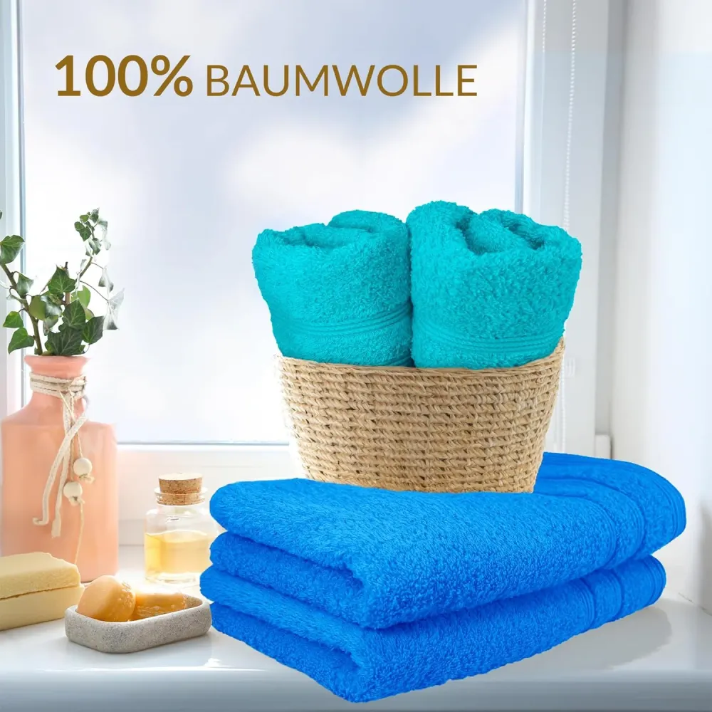 Gästehandtücher Set zweifarbig 30x50 cm 4 Stück Grün - Blau