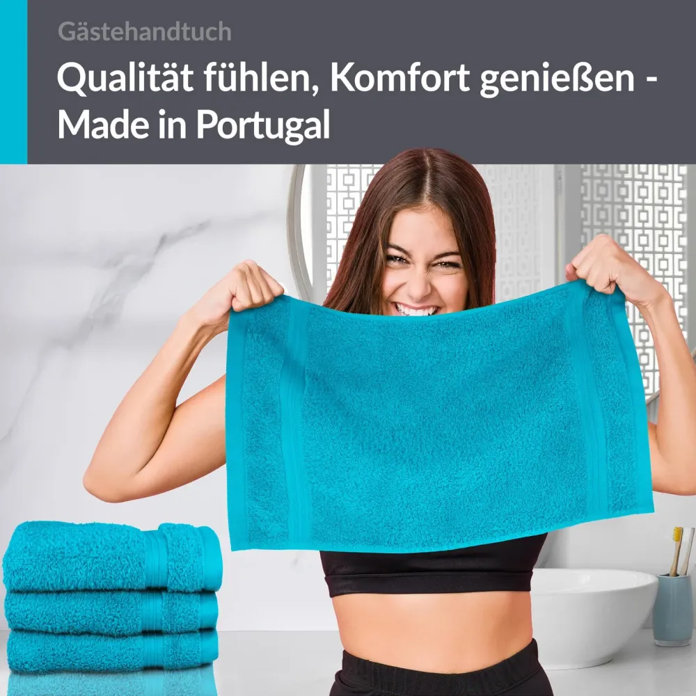 Gästehandtuch 30x50 cm 4er Set Blau - Aquamarin
