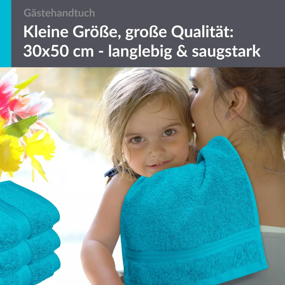 Gästehandtuch 30x50 cm 4er Set Blau - Aquamarin