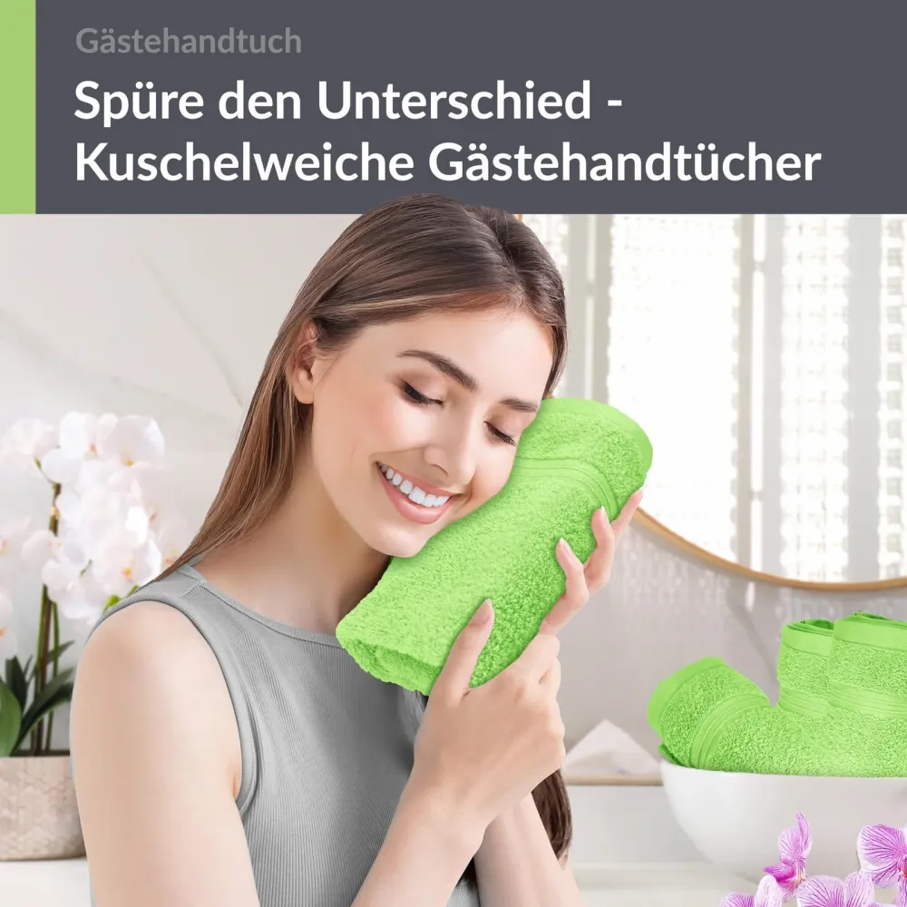 Gästehandtuch 30x50 cm 4er Set Grün - Apfel