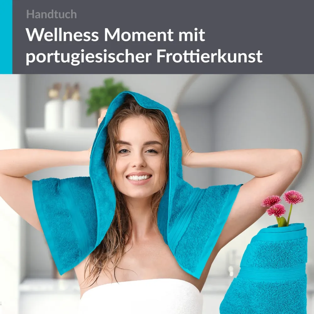 Handtuch Set 50x100 cm 2 Stück Blau - Aquamarin