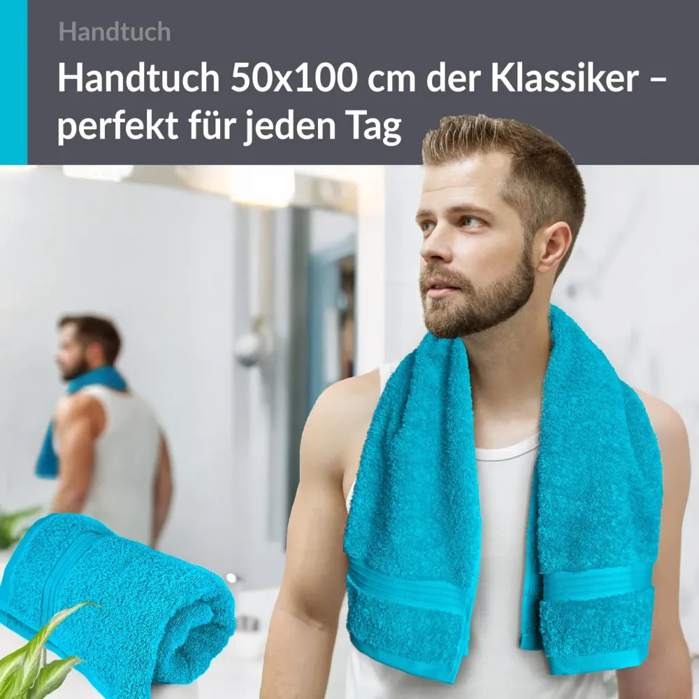 Handtuch Set 50x100 cm 2 Stück Blau - Aquamarin