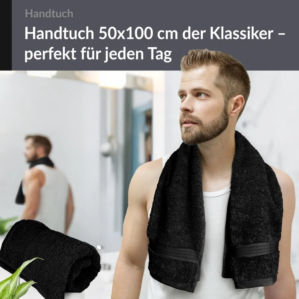 Handtuch Set 50x100 cm 2 Stück Schwarz