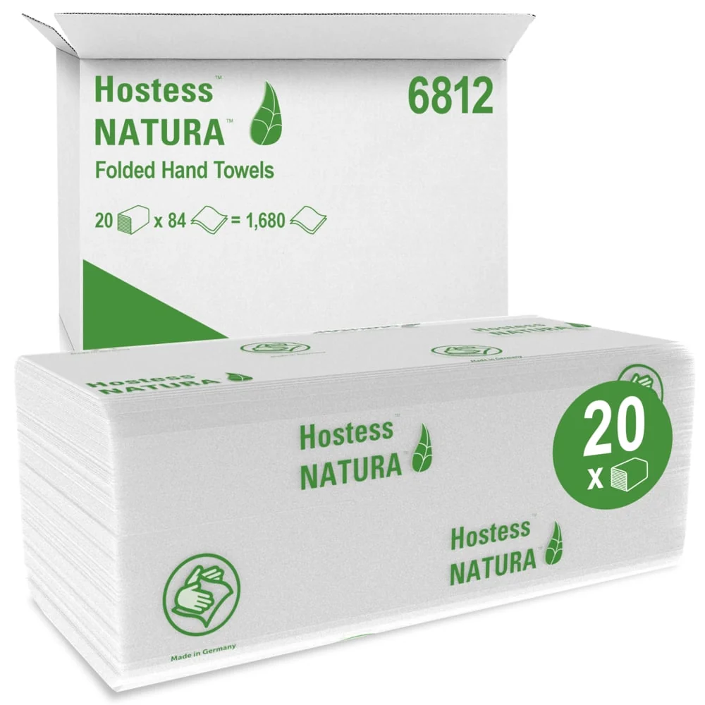 Hostess™ NATURA™ Handtücher - gefaltet / Weiß /Groß - 20 Clips x 84 Sheets | Karton (20 Päckchen)