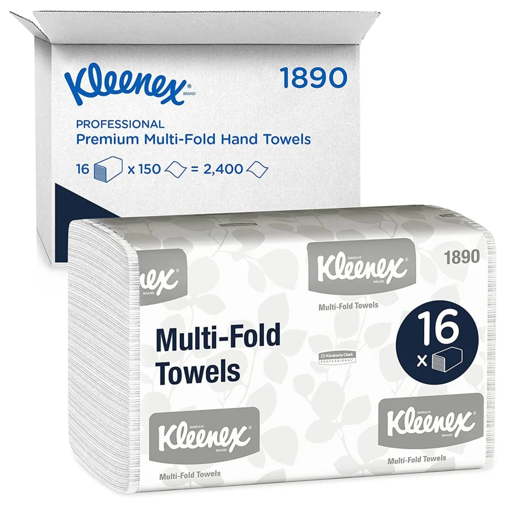 Kleenex® Handtücher - MultiFold / Weiß /Mittel - 16 Clips x 150 Sheets | Karton (16 Päckchen)